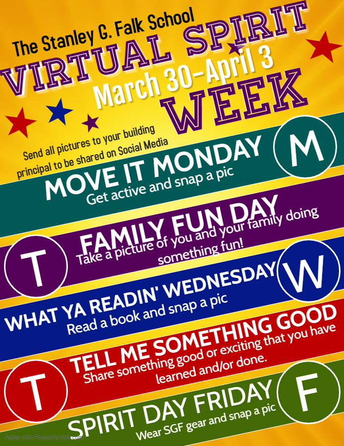 Here We Go! Virtual Spirit Week @ Stanley G. Falk School